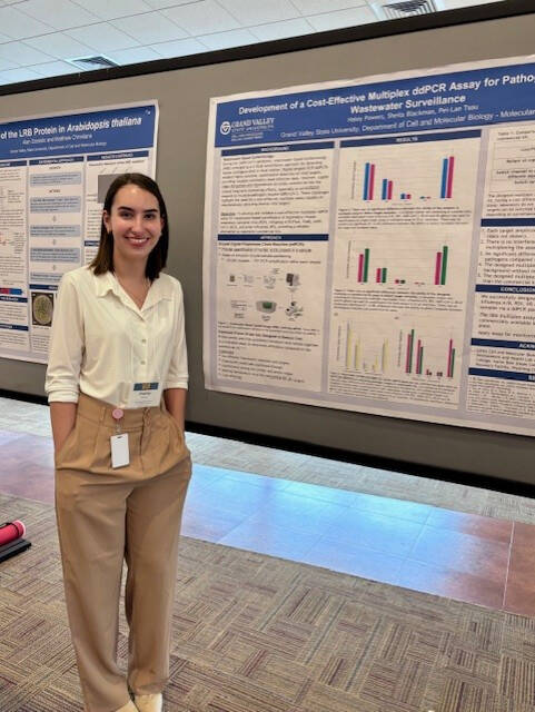 Haley in front of poster